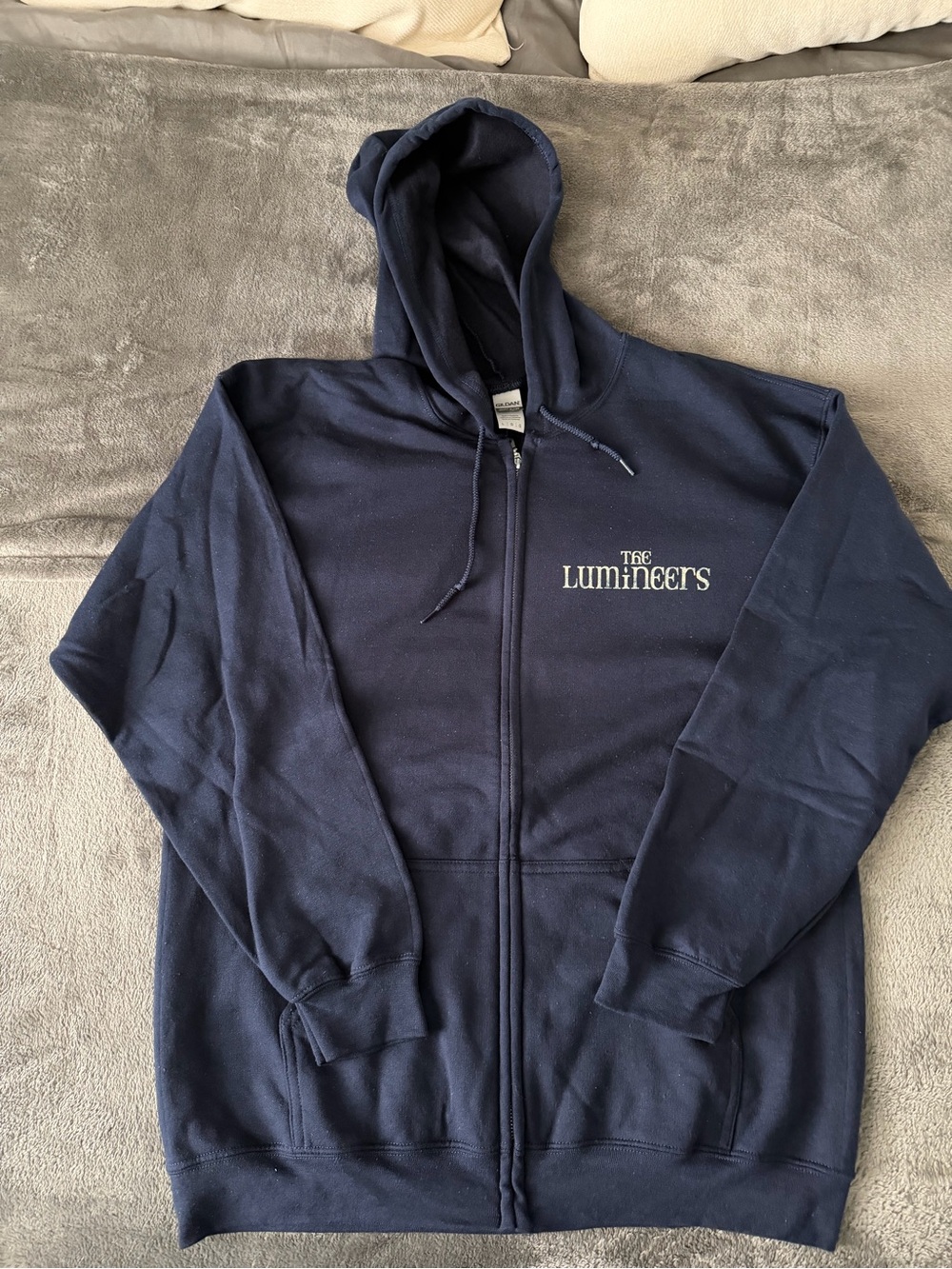 Gildan Navy Full-Zip Hoodie with The Lumineers Logo